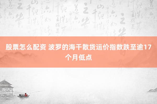 股票怎么配资 波罗的海干散货运价指数跌至逾17个月低点