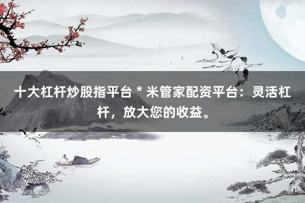 十大杠杆炒股指平台 * 米管家配资平台：灵活杠杆，放大您的收益。