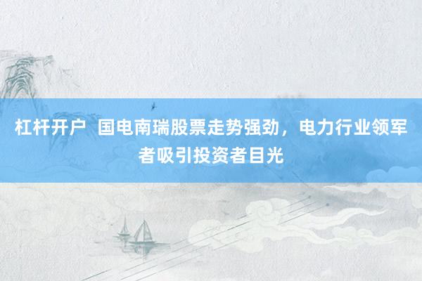 杠杆开户  国电南瑞股票走势强劲，电力行业领军者吸引投资者目光
