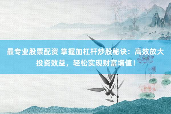 最专业股票配资 掌握加杠杆炒股秘诀：高效放大投资效益，轻松实现财富增值！