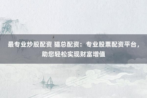 最专业炒股配资 猫总配资：专业股票配资平台，助您轻松实现财富增值