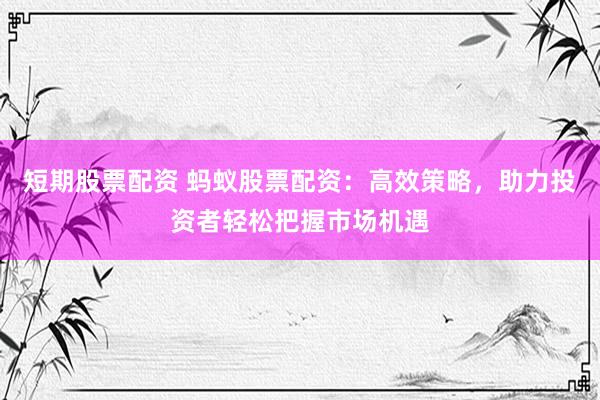 短期股票配资 蚂蚁股票配资：高效策略，助力投资者轻松把握市场机遇