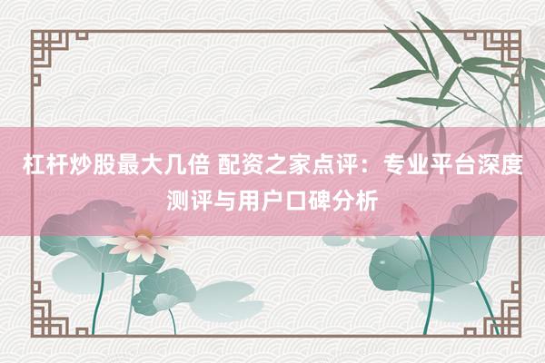 杠杆炒股最大几倍 配资之家点评：专业平台深度测评与用户口碑分析