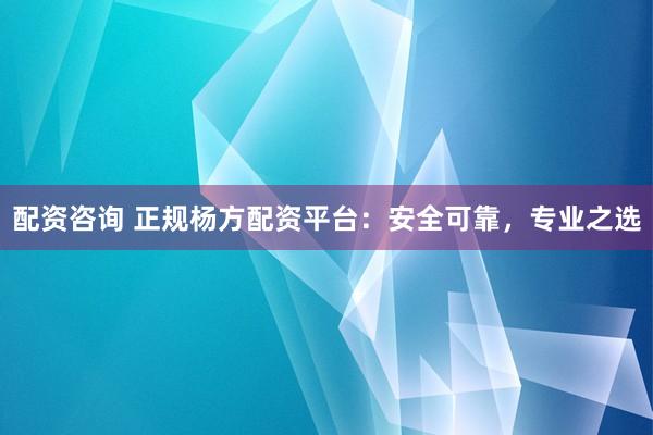 配资咨询 正规杨方配资平台：安全可靠，专业之选