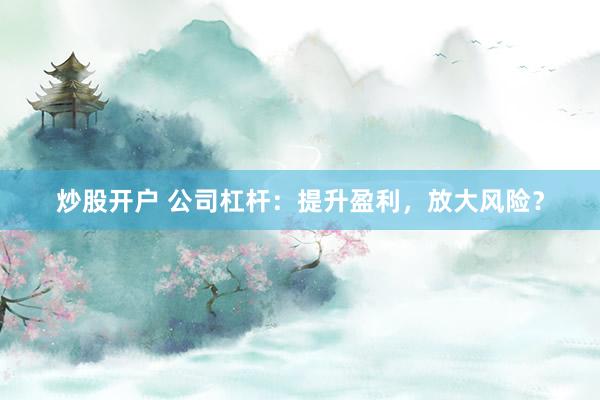 炒股开户 公司杠杆：提升盈利，放大风险？
