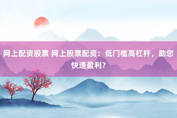 网上配资股票 网上股票配资:低门槛高杠杆,助您快速盈利?