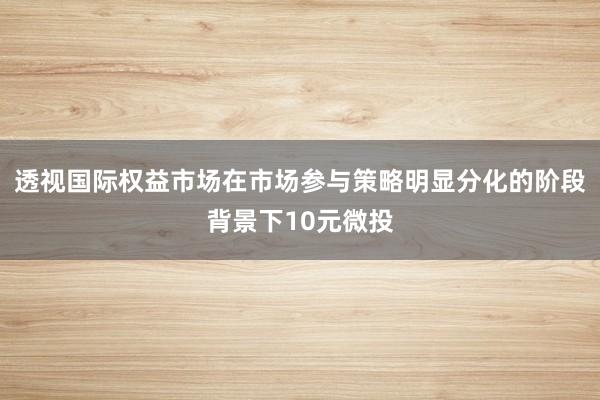 透视国际权益市场在市场参与策略明显分化的阶段背景下10元微投