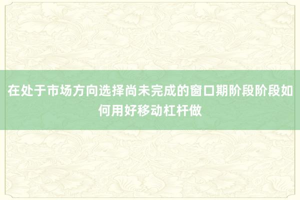 在处于市场方向选择尚未完成的窗口期阶段阶段如何用好移动杠杆做