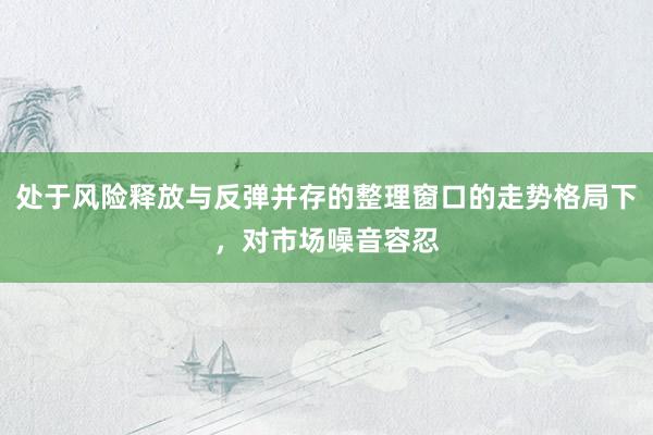 处于风险释放与反弹并存的整理窗口的走势格局下，对市场噪音容忍