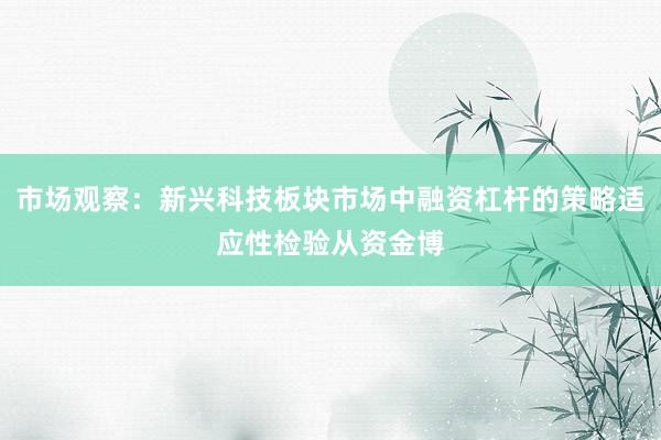 市场观察：新兴科技板块市场中融资杠杆的策略适应性检验从资金博