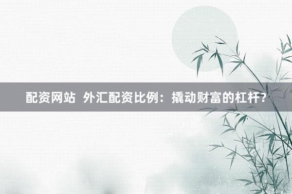 配资网站  外汇配资比例：撬动财富的杠杆？