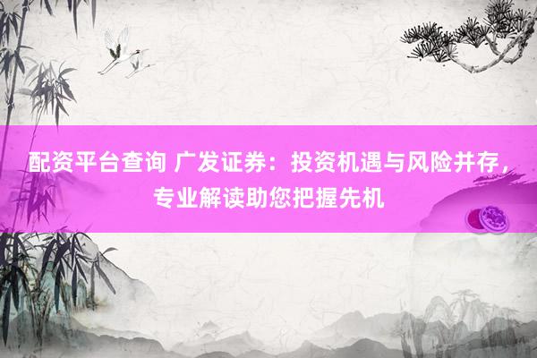 配资平台查询 广发证券：投资机遇与风险并存，专业解读助您把握先机