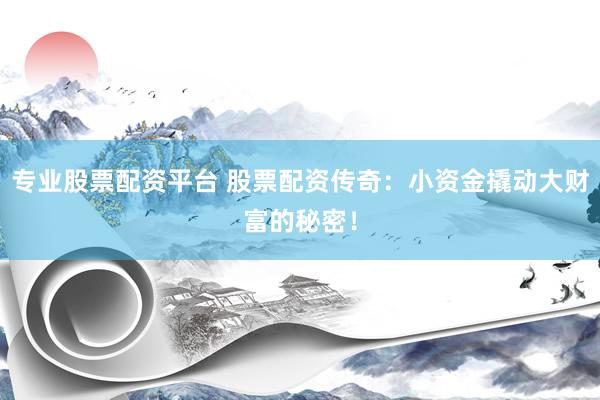 专业股票配资平台 股票配资传奇：小资金撬动大财富的秘密！