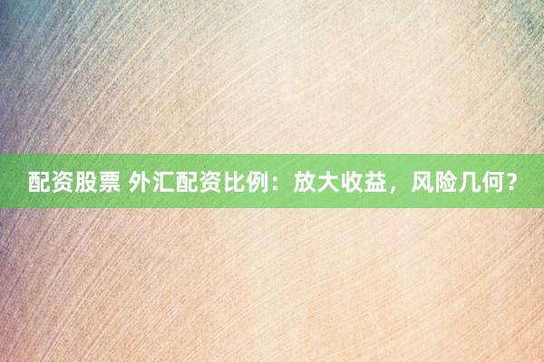 配资股票 外汇配资比例：放大收益，风险几何？