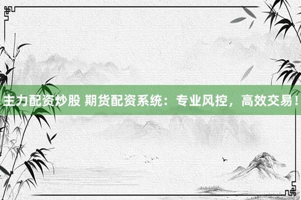 主力配资炒股 期货配资系统:专业风控,高效交易!